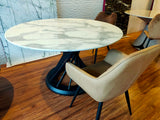 Round Marble Dining Table (Bird Nest Base) with 6x Dining Chairs
