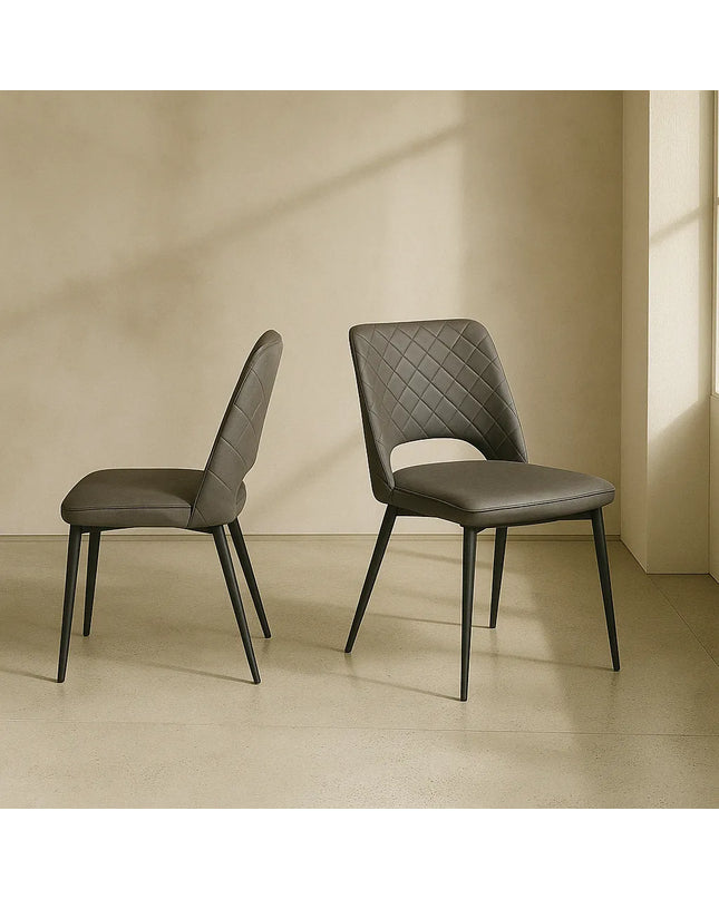 Grey PU Leather Dining Chair – Stylish Comfort