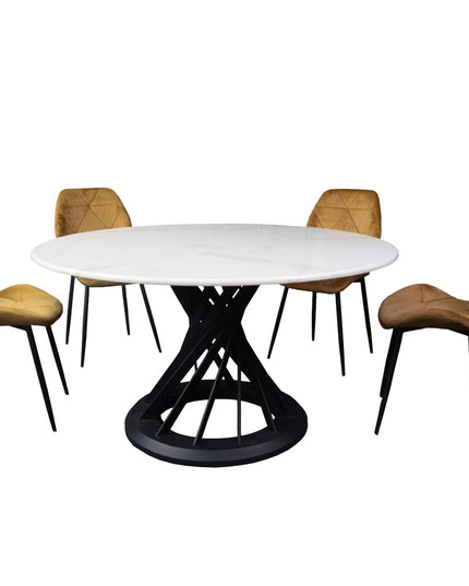 Bird Nest Round Marble Dining Table – Modern Luxury