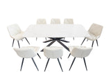 Light Calacatta Rectangle Dining Table + Free 8 Chairs