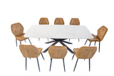 Light Calacatta Rectangle Dining Table + Free 8 Chairs