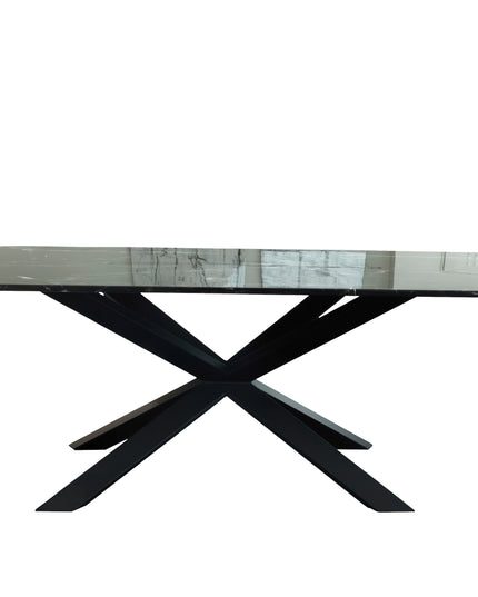 Cross Base Rectangle Dining Table + 8 Chairs