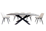 Black Marquina Rectangle Dining Table + Free 8 Chairs