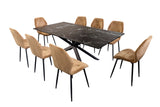 Black Marquina Rectangle Dining Table + Free 8 Chairs