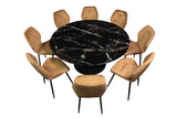 Black Marquina Round Dining Table + Free 8 Chairs