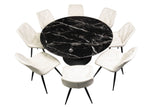 Black Marquina Round Dining Table + Free 8 Chairs