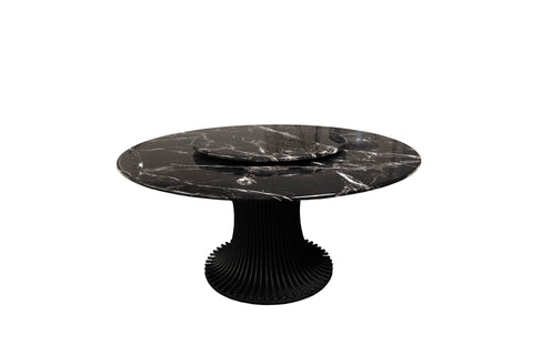 Black Marquina Round Dining Table + Free 8 Chairs