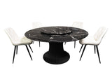 Black Marquina Round Dining Table + Free 8 Chairs