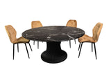 Black Marquina Round Dining Table + Free 8 Chairs