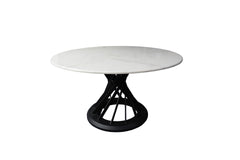 Light Calacatta Round Dining Table + Free 8 Chairs