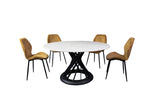 Light Calacatta Round Dining Table + Free 8 Chairs