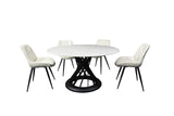 Light Calacatta Round Dining Table + Free 8 Chairs