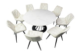 Light Calacatta Round Dining Table + Free 8 Chairs