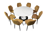 Light Calacatta Round Dining Table + Free 8 Chairs