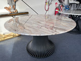 Round Marble Dining Table (Vase Base) with 6x Dining Chairs