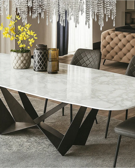 Butterfly Base Rectangle Marble Dining Table – Luxury Design