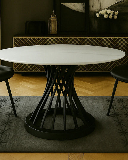Bird Nest Round Marble Dining Table – Modern Luxury