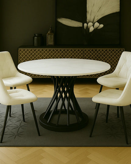 Bird Nest Round Marble Dining Table – Modern Luxury