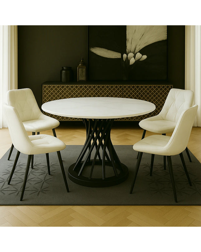 Bird Nest Round Marble Dining Table – Modern Luxury